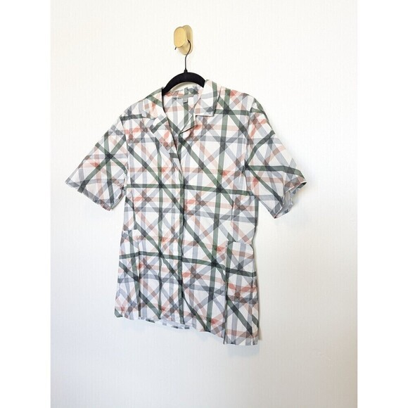Cos Shirt Womens 8 Green Button Down Short Sleeve Casual Lightweight Preppy Top - Picture 4 of 12